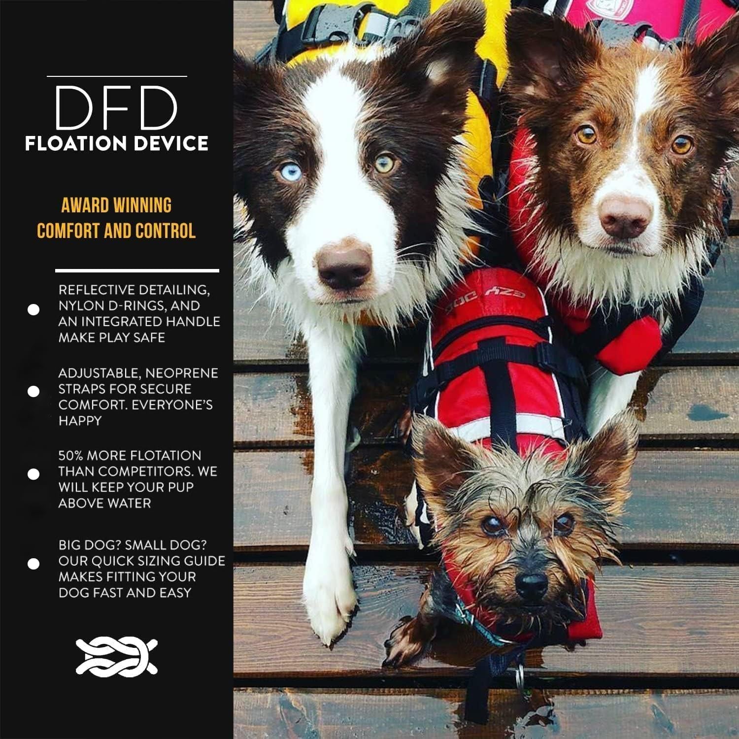 Premium Doggy Flotation Device (DFD) - Adjustable Dog Life Jacket Preserver with Reflective Trim - Durable Grab Handle for Safety and Protection - 50% More Flotation Material (Small, Red)
